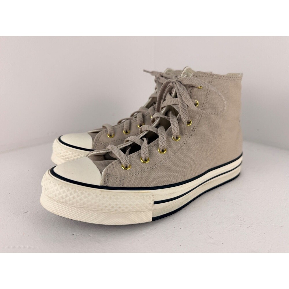 Converse Chuck Taylor Lift Platform High Top Beige Canvas Sneakers US 7 EU 40